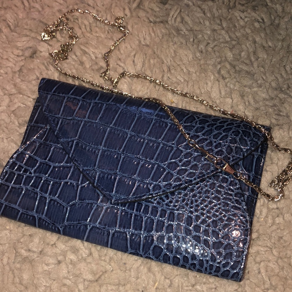 Thin Blue Snake Print Bag